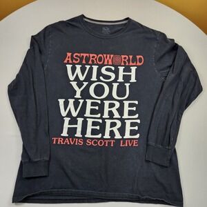 Travis Scott Astroworld Wish You Were Here Tour Black Long Sleeve L